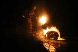 Bestelbus door brand verwoest