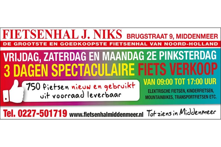 Spectaculaire fietsverkoop tijdens Pinksterweekend bij Fietsenhal J. Niks
