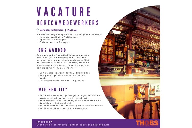 Horecamedewerker Schagen/ Tuitjenhorn | Parttime
