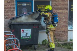 Containerbrand tegen gebouw van jongerencentrum De Toekomst Den Helder